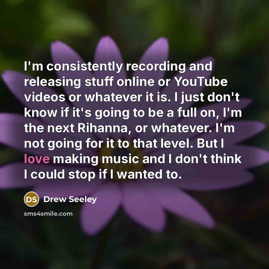 “I'm consistently recording and releasing stuff online or YouTube videos…” quote by Drew Seeley