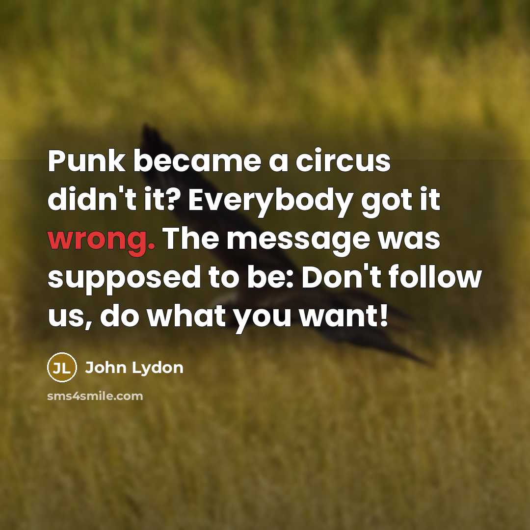 “Punk became a circus didn't it? Everybody got it wrong.…” quote by John Lydon