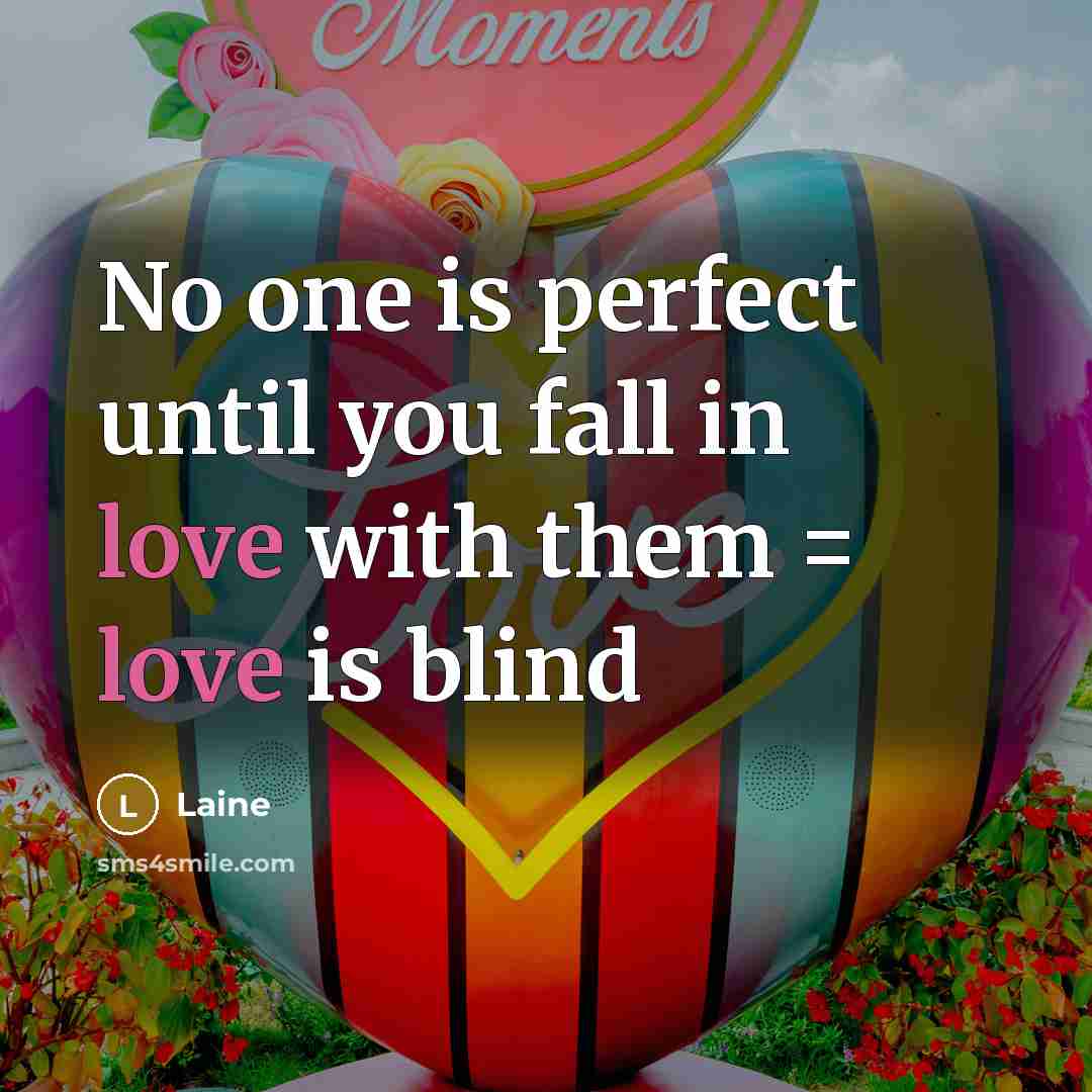 “No one is perfect until you fall in love with…” quote by Laine