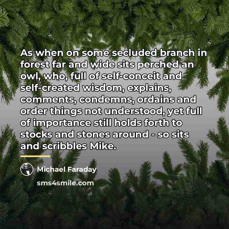“As when on some secluded branch in forest far and…” quote by Michael Faraday