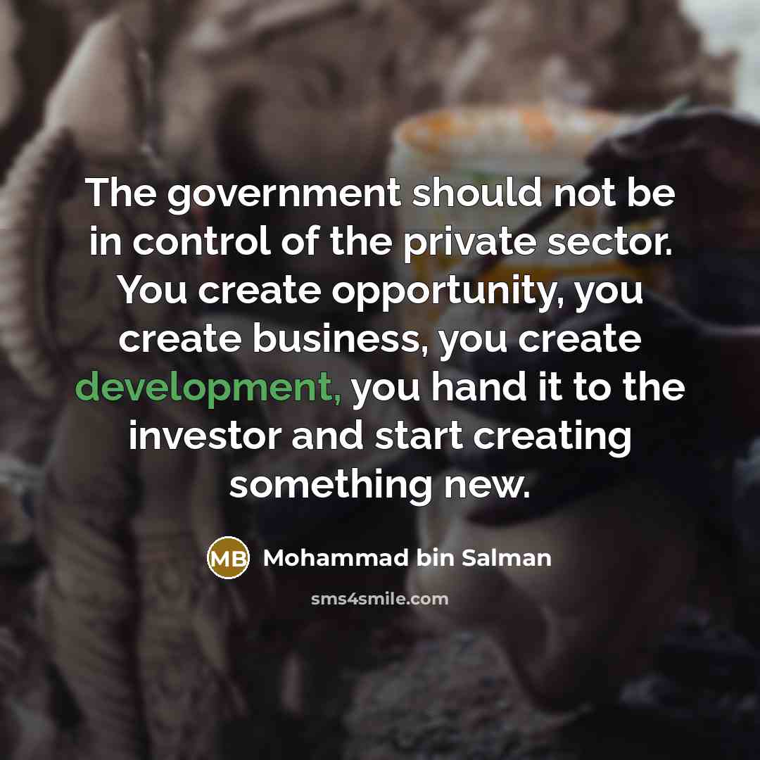 “The government should not be in control of the private…” quote by Mohammad bin Salman