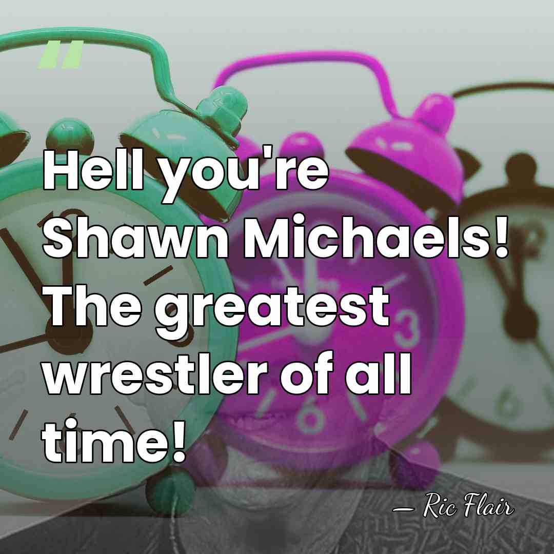 Hell you're Shawn Michaels! The greatest wrestler of all time! - Ric Flair