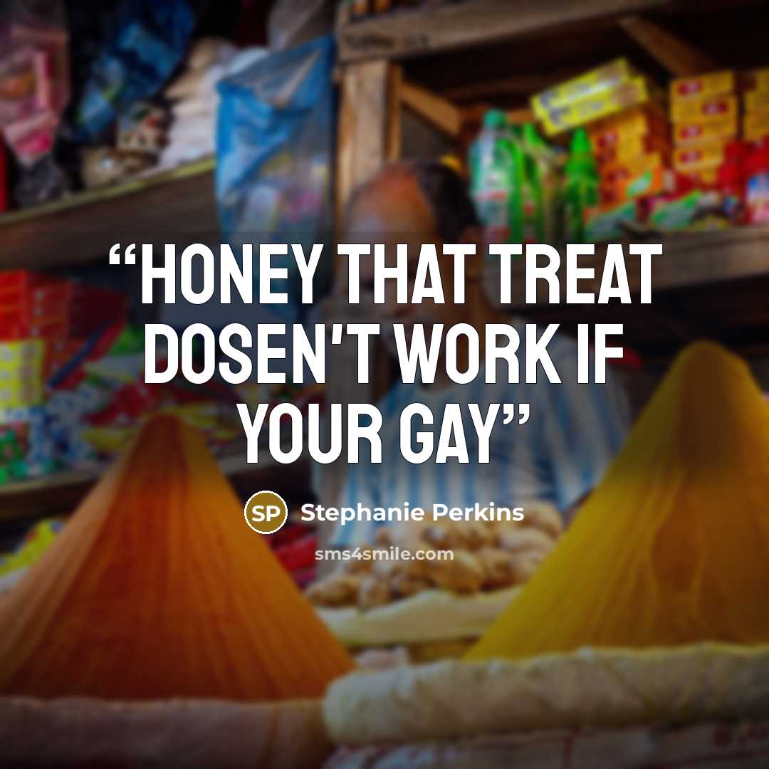 “Honey that treat dosen't work if your gay” quote by Stephanie Perkins