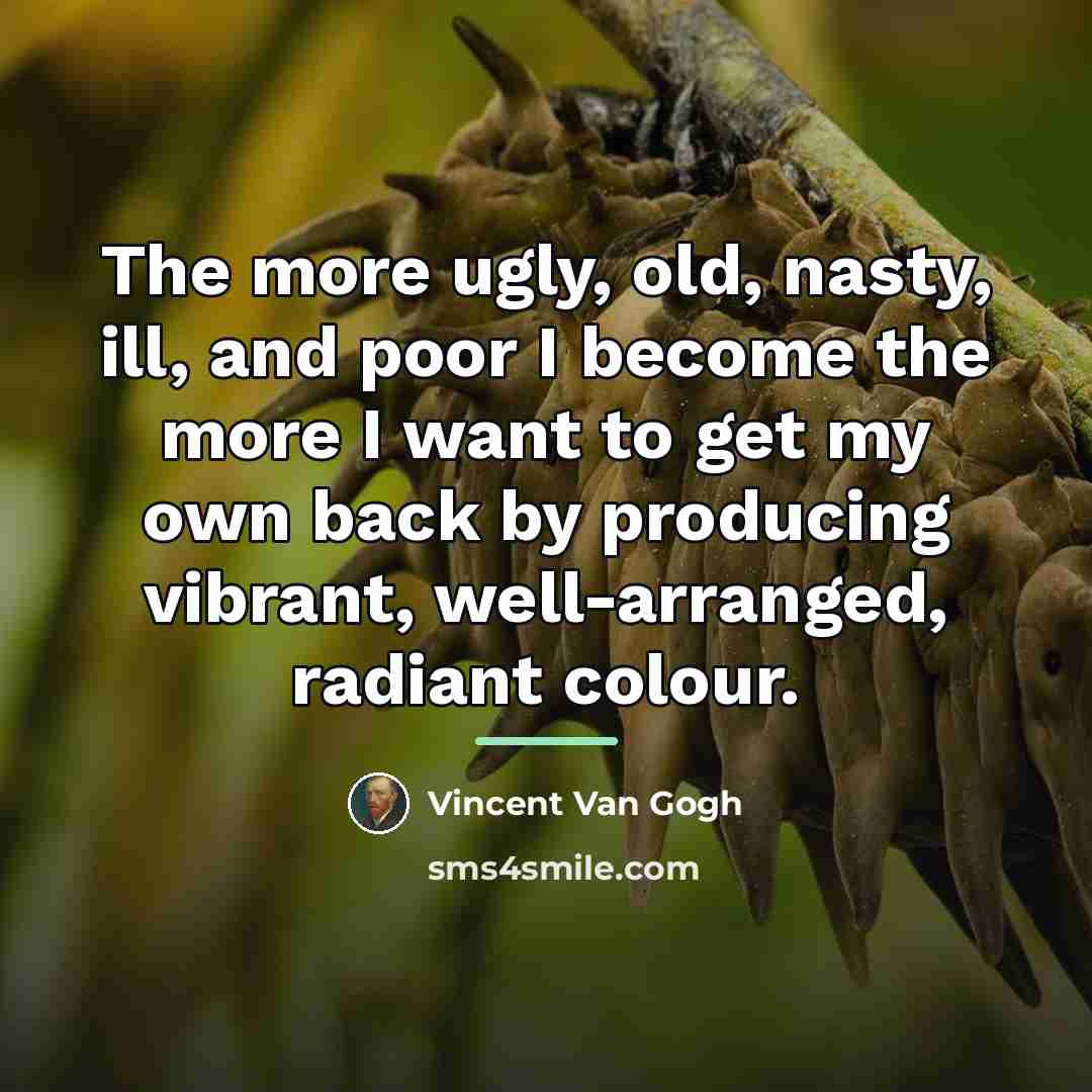 “The more ugly, old, nasty, ill, and poor I become…” quote by Vincent Van Gogh