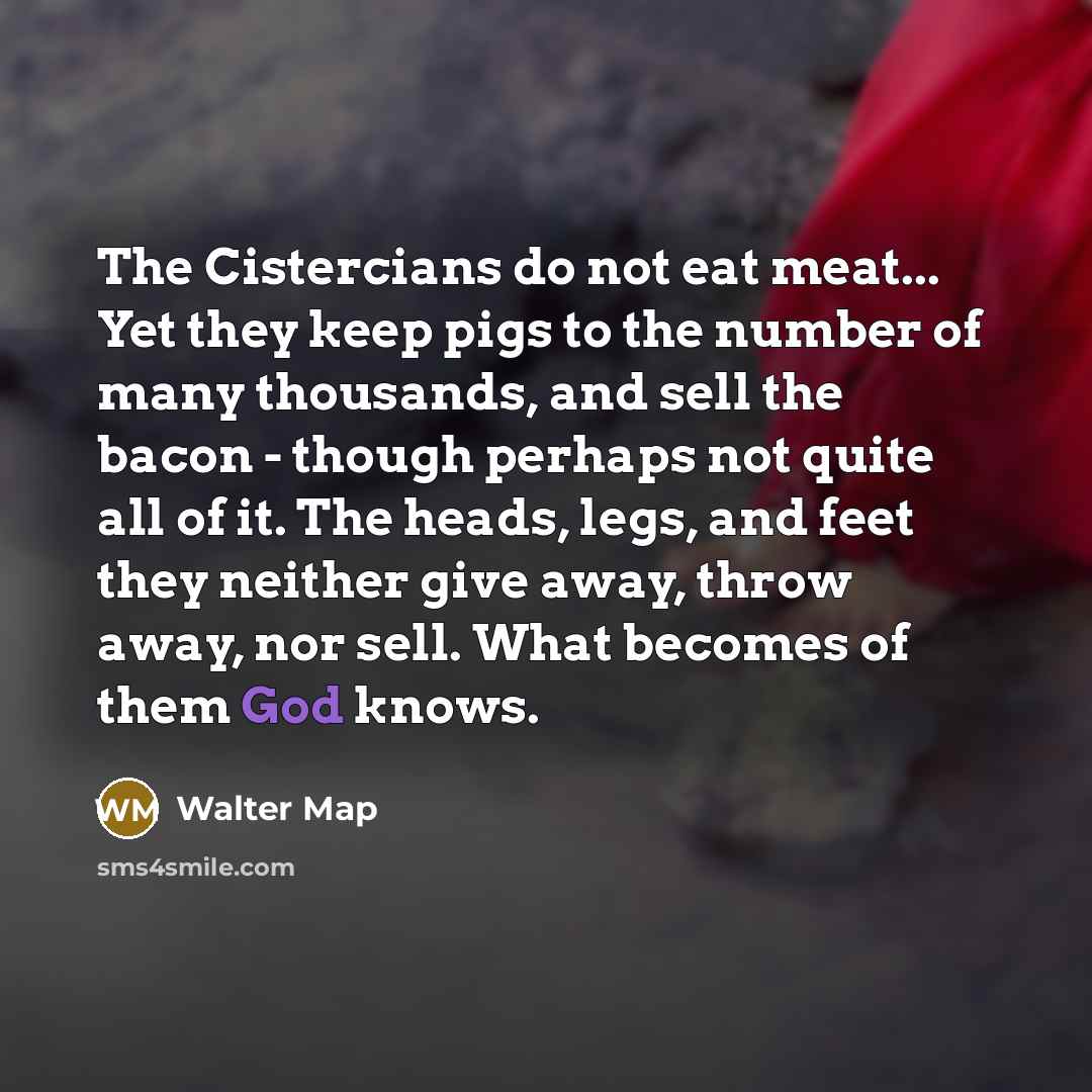 “The Cistercians do not eat meat... Yet they keep pigs…” quote by Walter Map