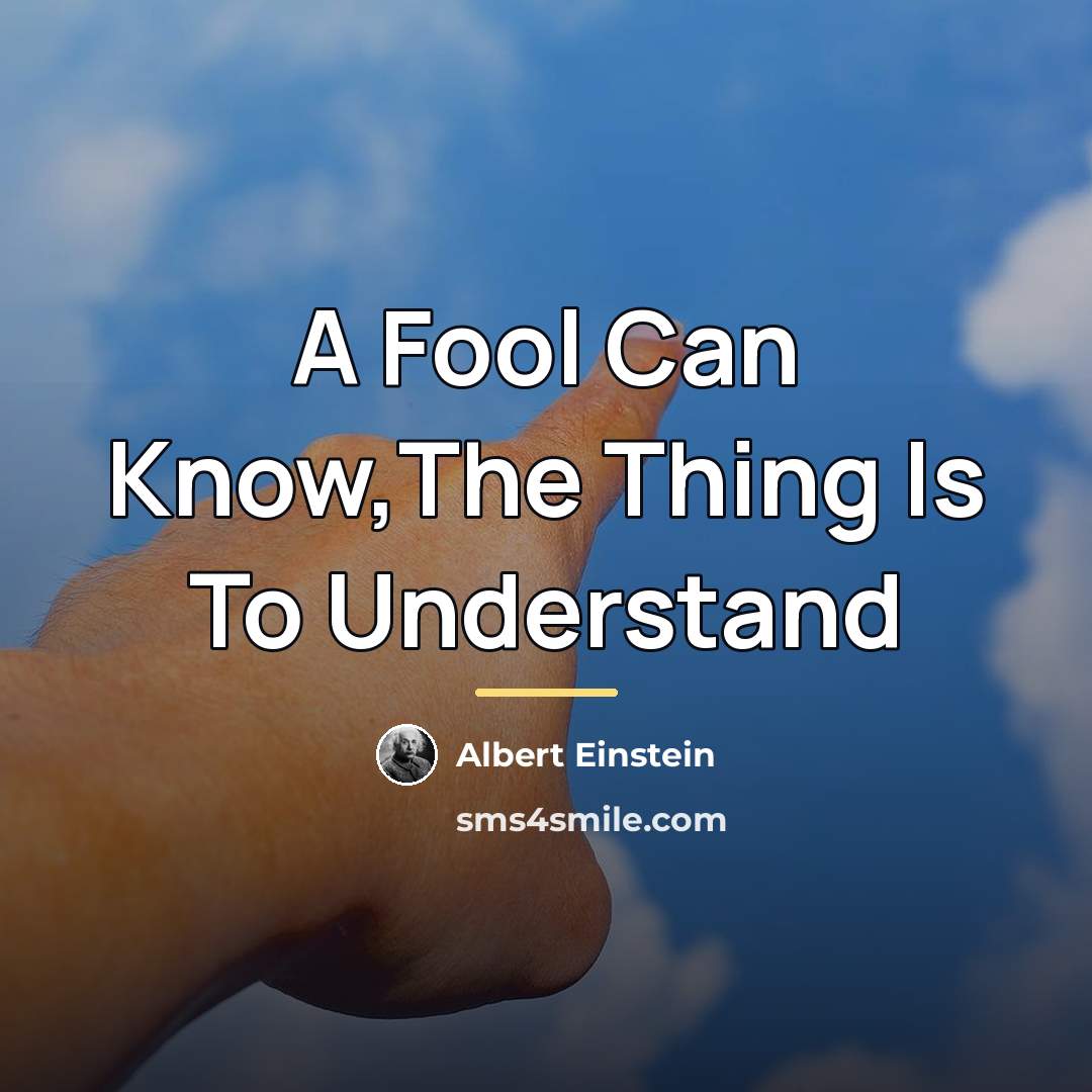 “A Fool Can Know,The Thing Is To Understand…” quote by Albert Einstein