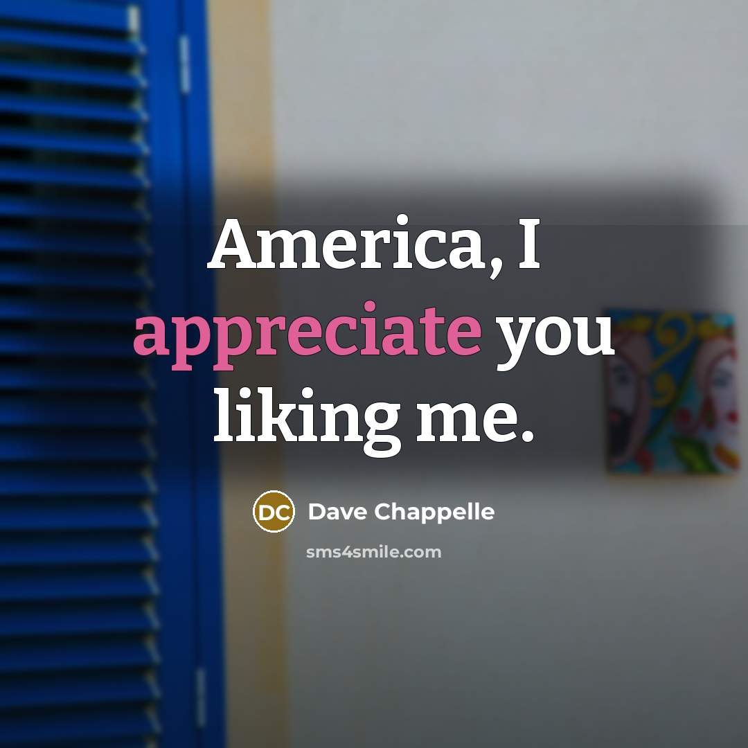 “America, I appreciate you liking me.…” quote by Dave Chappelle