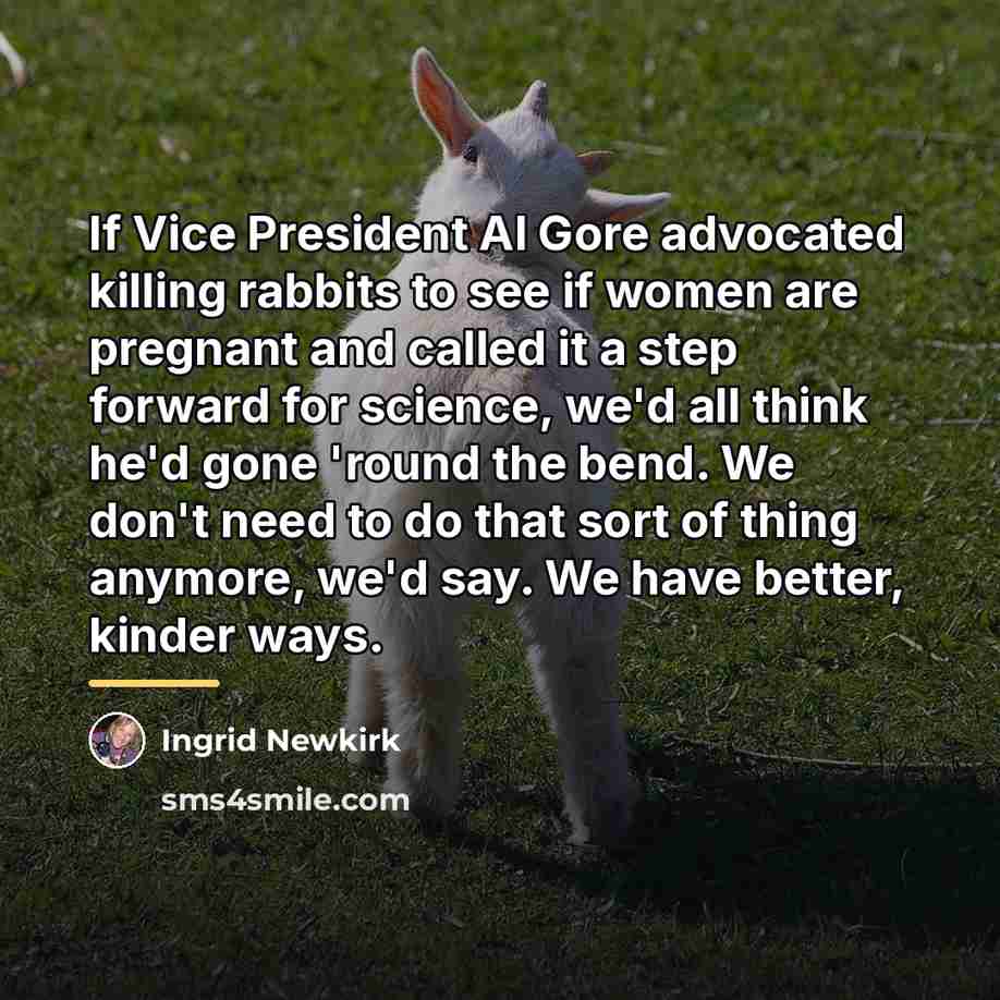 “If Vice President Al Gore advocated killing rabbits to see…” quote by Ingrid Newkirk