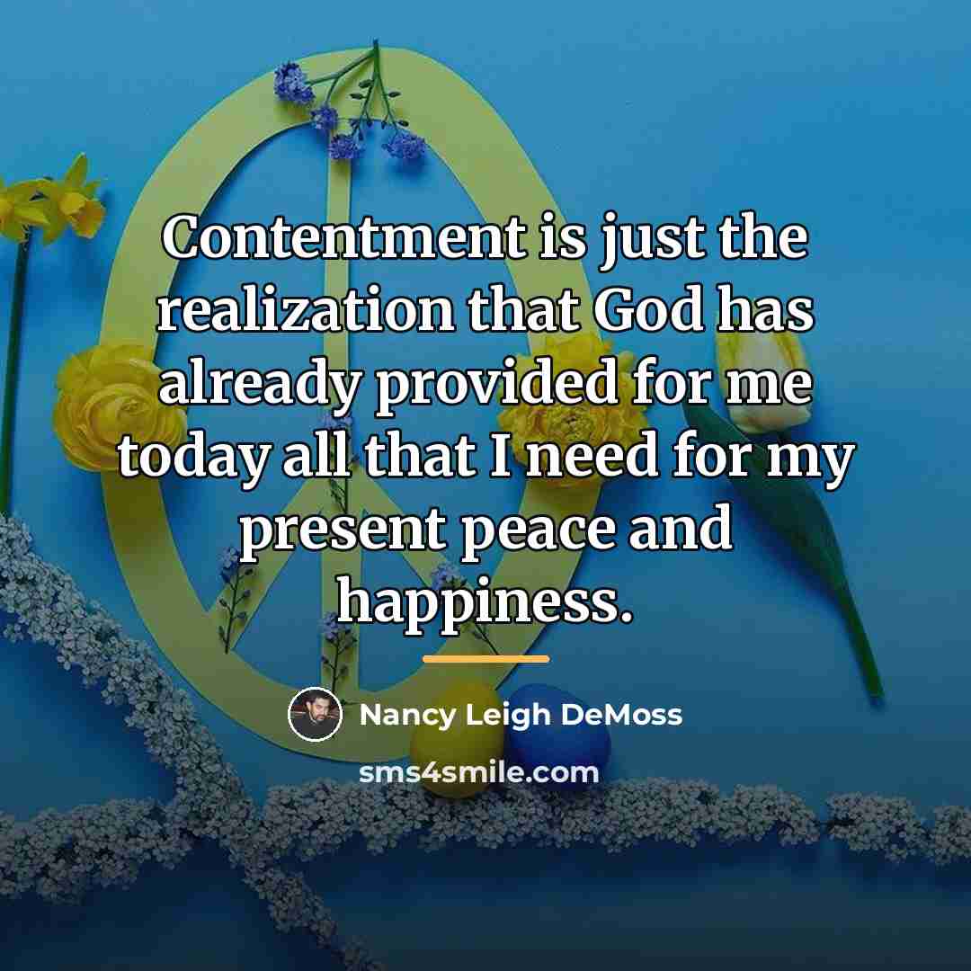 “Contentment is just the realization that God has already provided…” quote by Nancy Leigh DeMoss