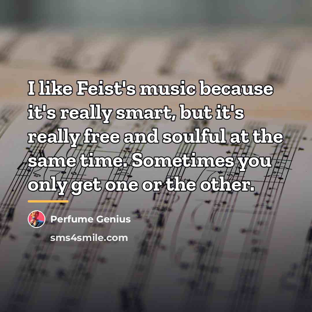 “I like Feist's music because it's really smart, but it's…” quote by Perfume Genius