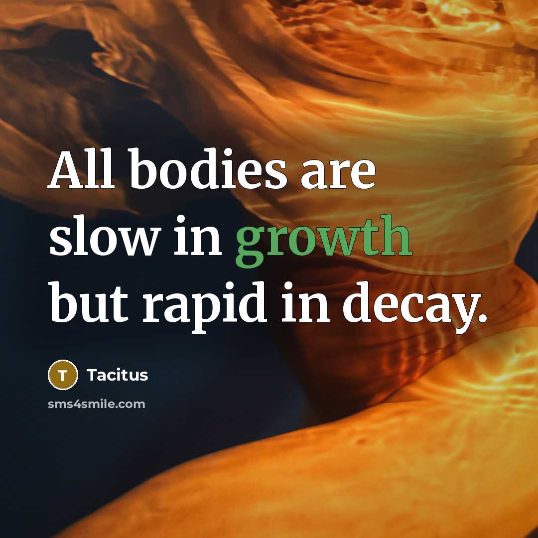 “All bodies are slow in growth but rapid in decay.…” quote by Tacitus