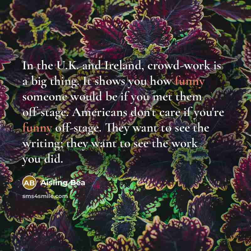 “In the U.K. and Ireland, crowd-work is a big thing.…” quote by Aisling Bea