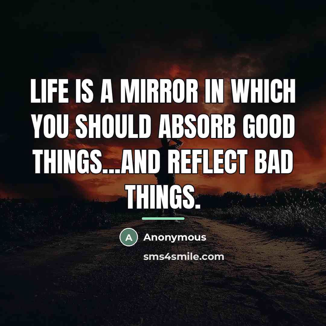 “Life is a mirror in which you should absorb good…” quote by Anonymous