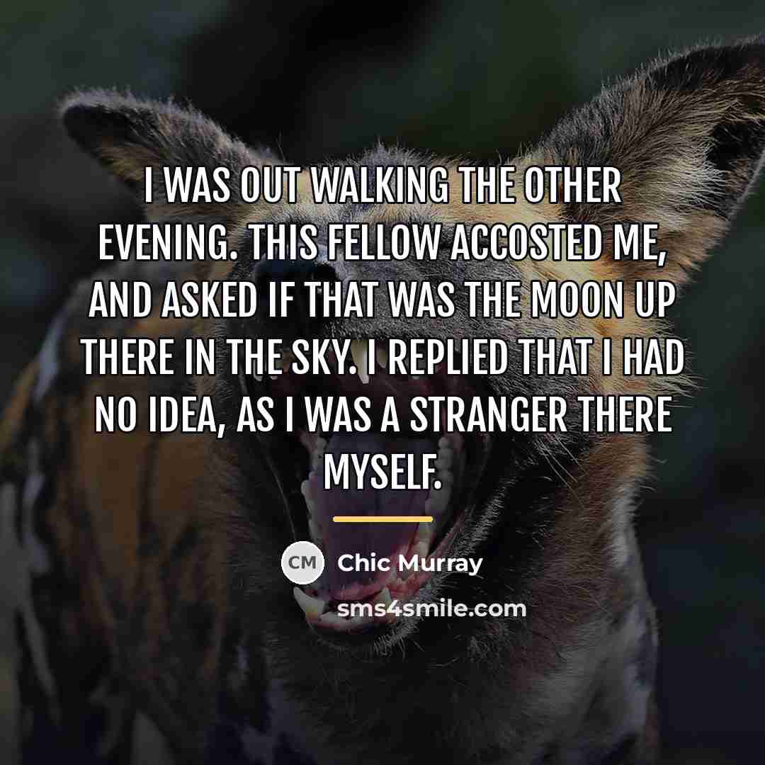 “I was out walking the other evening. This fellow accosted…” quote by Chic Murray