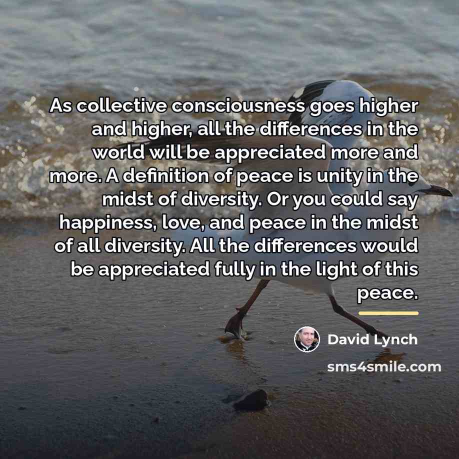“As collective consciousness goes higher and higher, all the differences…” quote by David Lynch