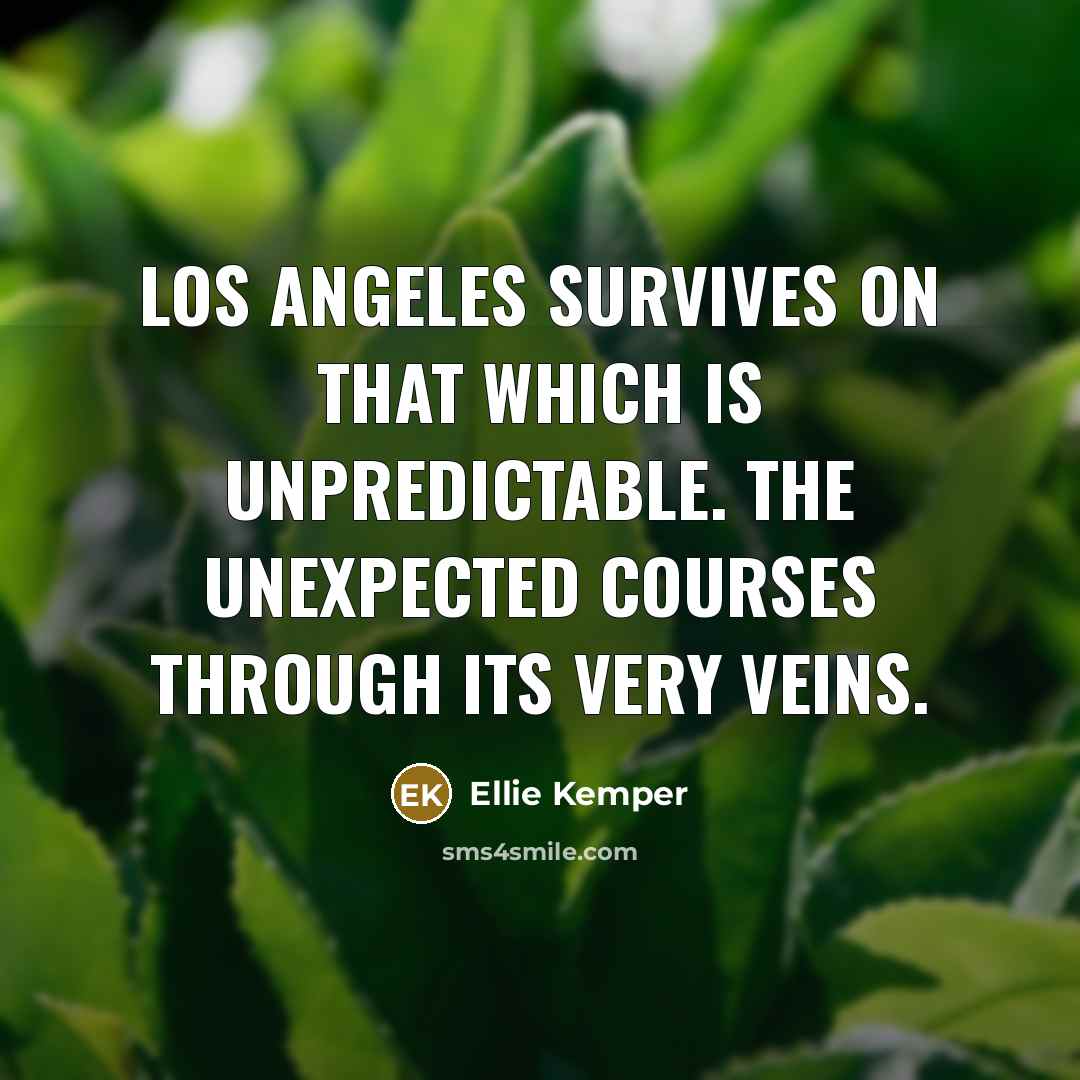 “Los Angeles survives on that which is unpredictable. The unexpected…” quote by Ellie Kemper