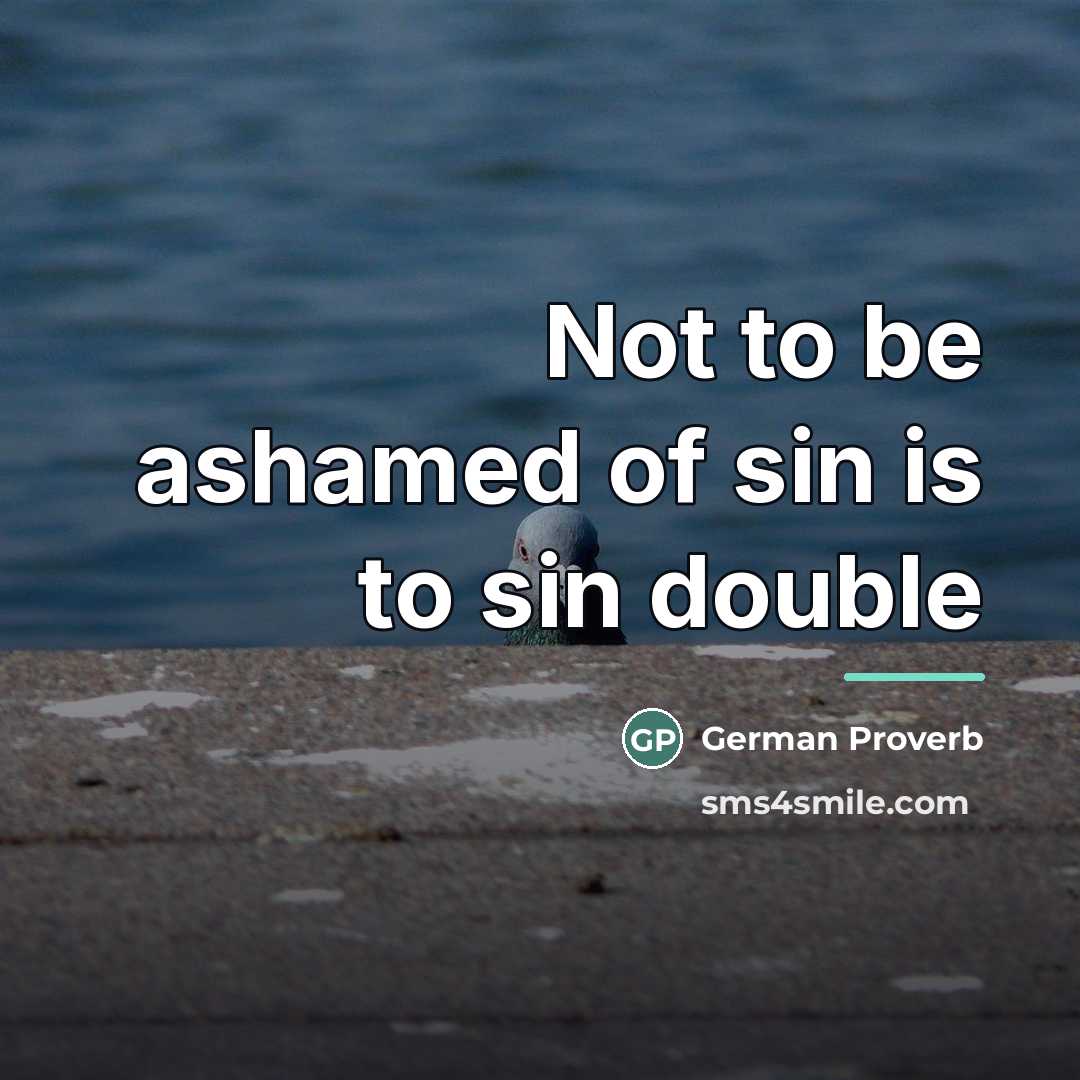 “Not to be ashamed of sin is to sin double…” quote by German Proverb