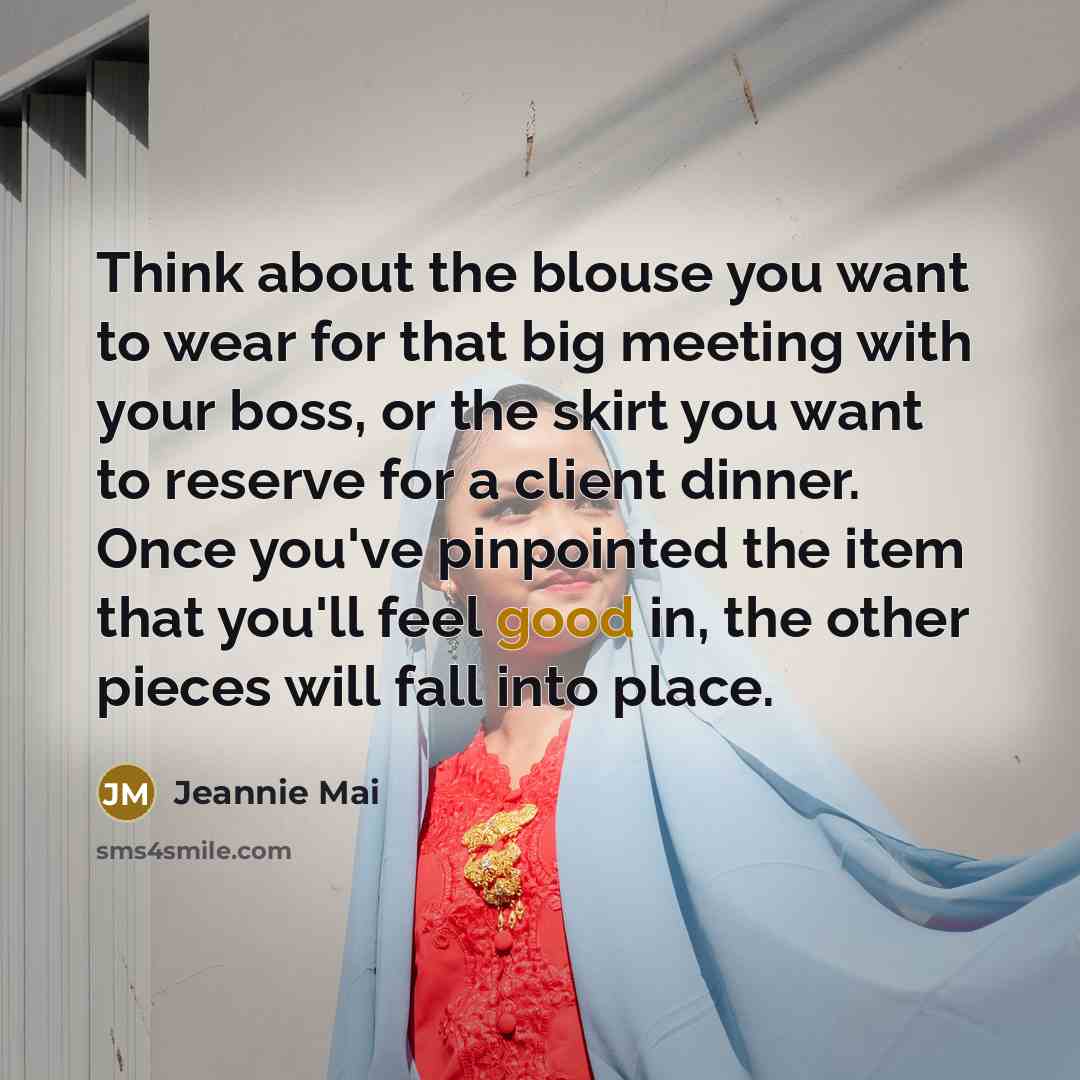 “Think about the blouse you want to wear for that…” quote by Jeannie Mai