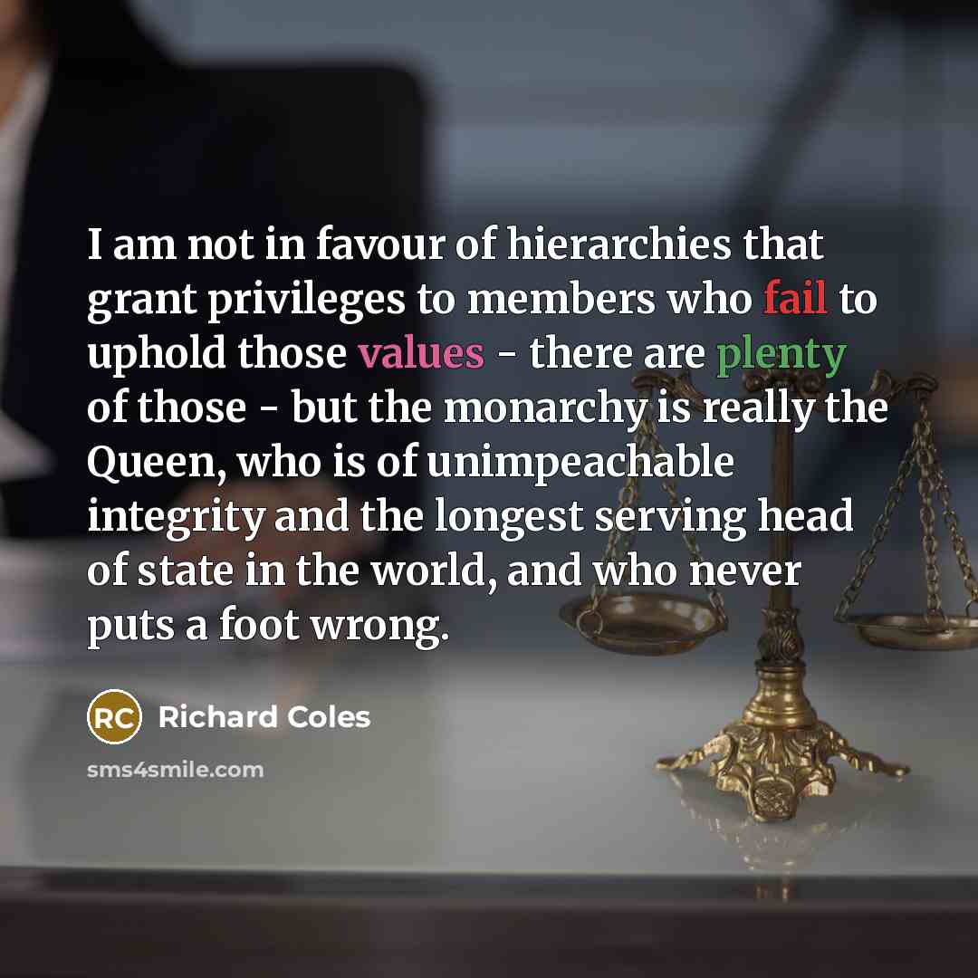 “I am not in favour of hierarchies that grant privileges…” quote by Richard Coles
