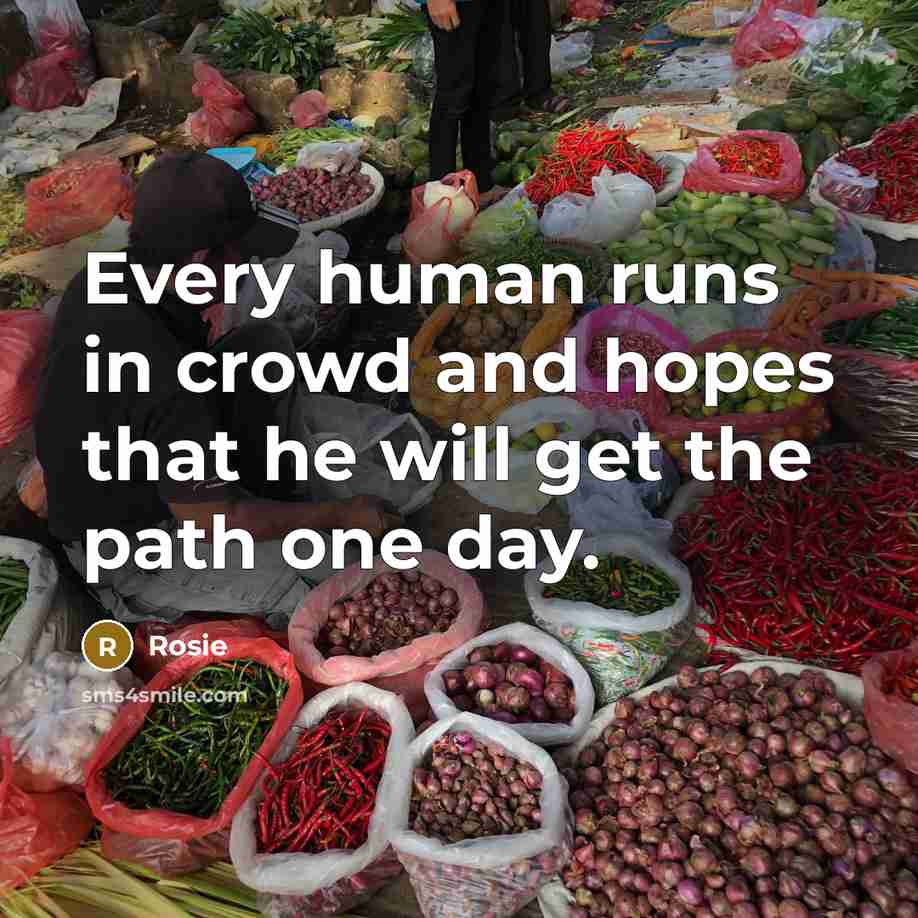 “Every human runs in crowd and hopes that he will…” quote by Rosie