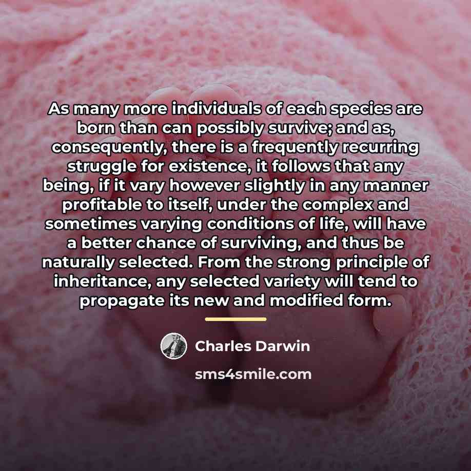 “As many more individuals of each species are born than…” quote by Charles Darwin