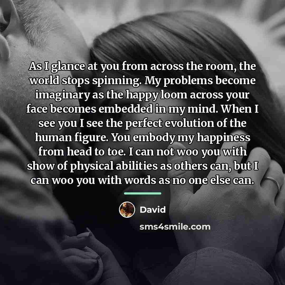 “As I glance at you from across the room, the…” quote by David