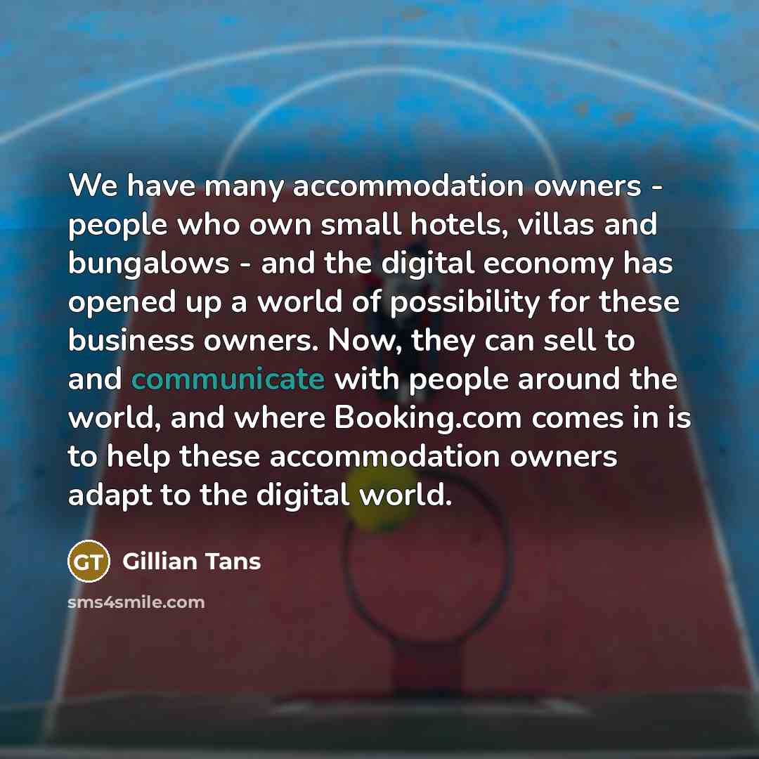 “We have many accommodation owners - people who own small…” quote by Gillian Tans