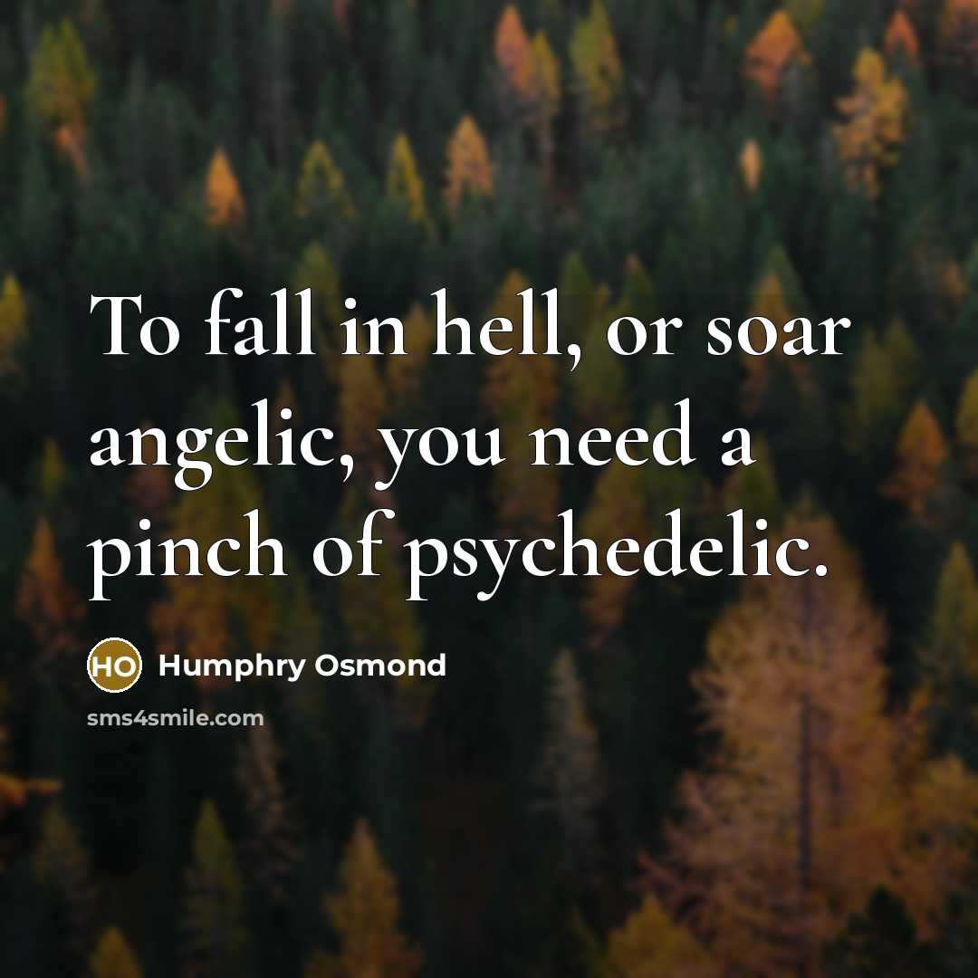 “To fall in hell, or soar angelic, you need a…” quote by Humphry Osmond