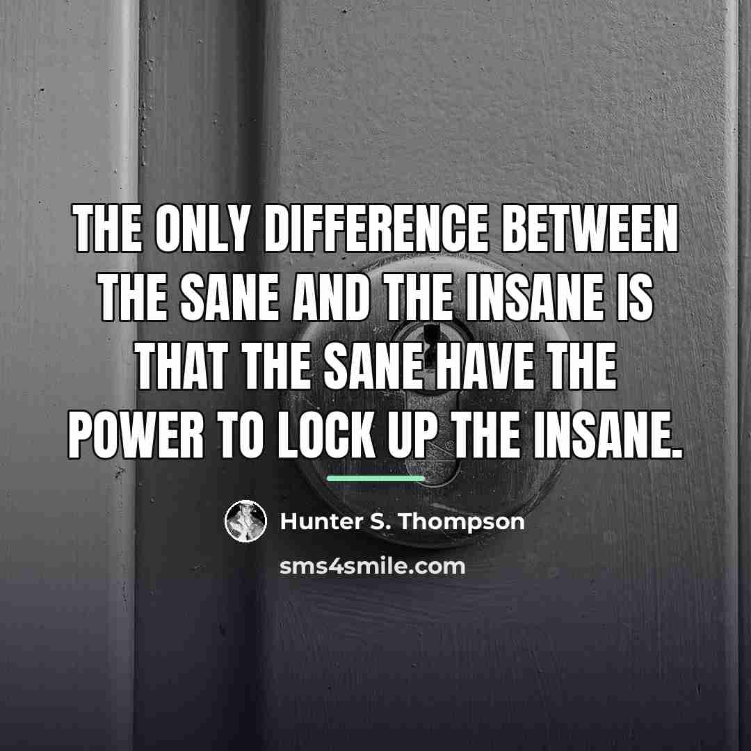 “The only difference between the sane and the insane is…” quote by Hunter S. Thompson