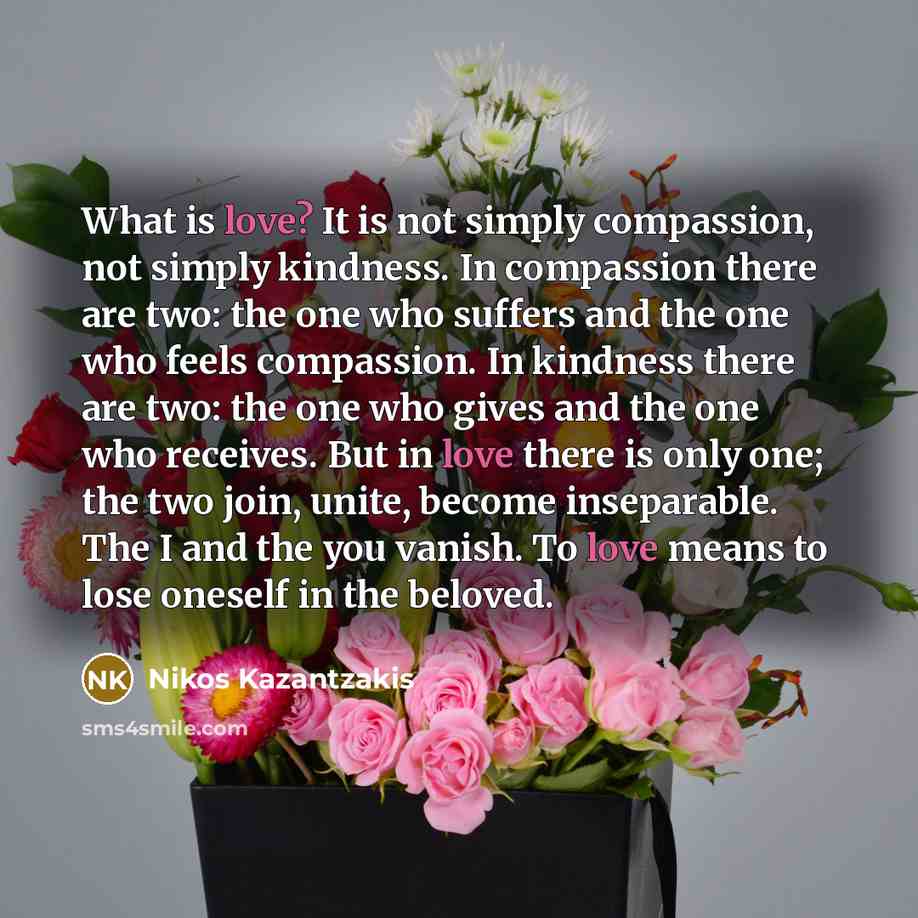 “What is love? It is not simply compassion, not simply…” quote by Nikos Kazantzakis
