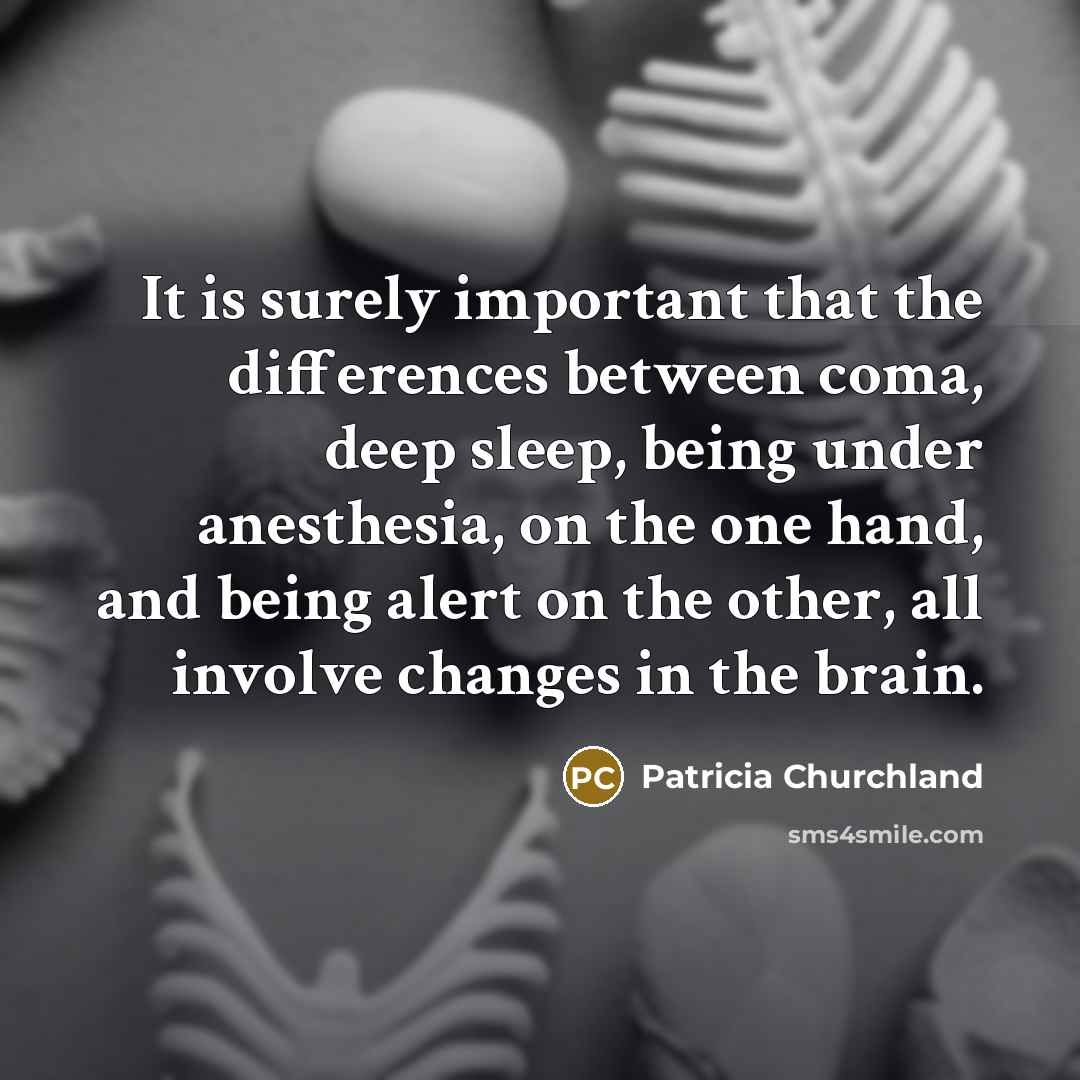 “It is surely important that the differences between coma, deep…” quote by Patricia Churchland