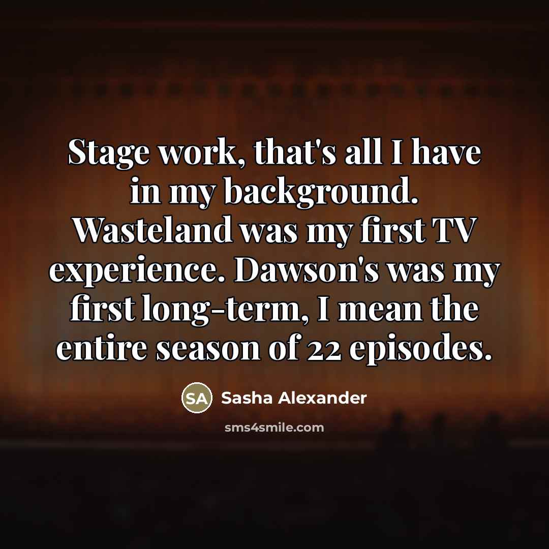 “Stage work, that's all I have in my background. Wasteland…” quote by Sasha Alexander