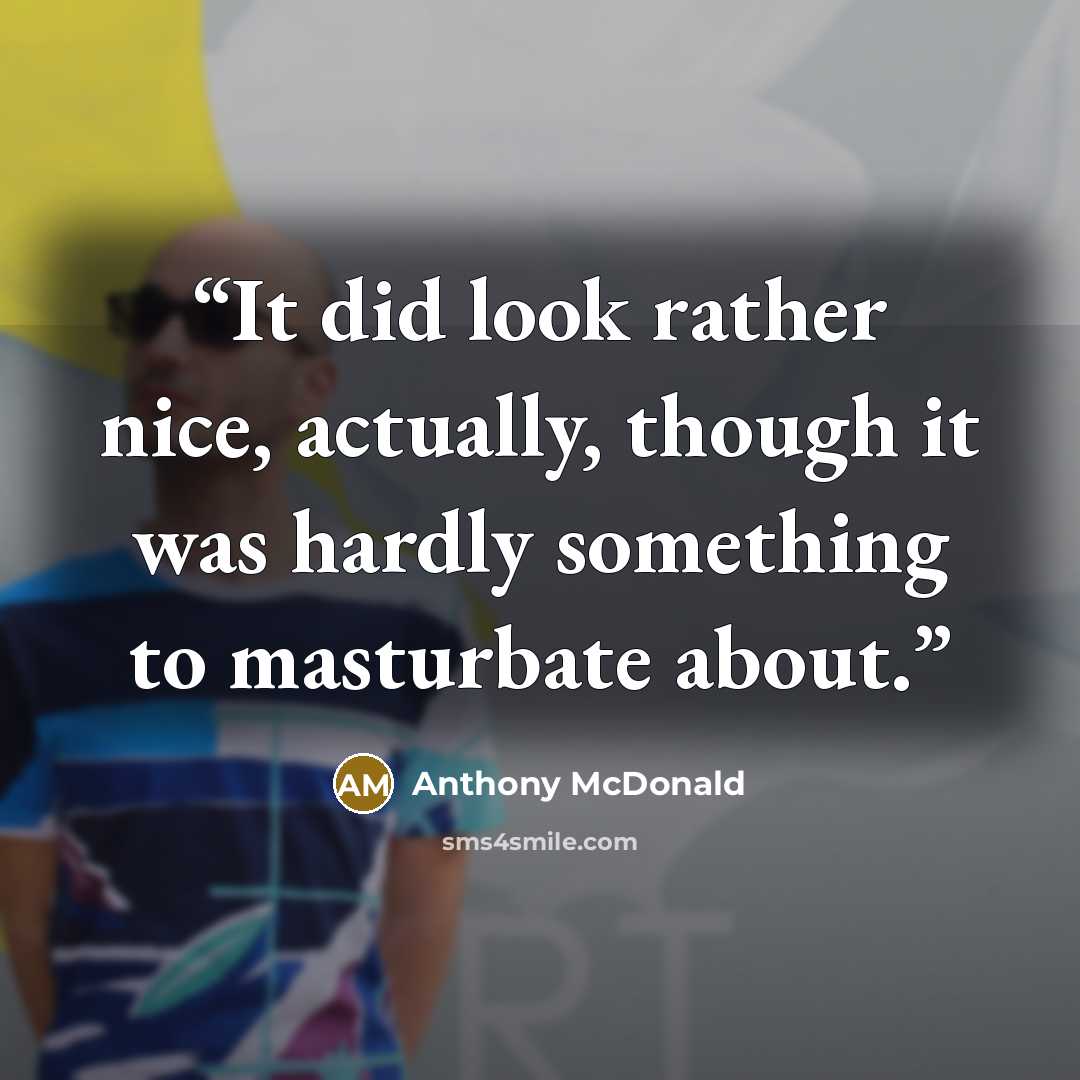 “It did look rather nice, actually, though it was hardly something to masturbate about.” quote by Anthony McDonald