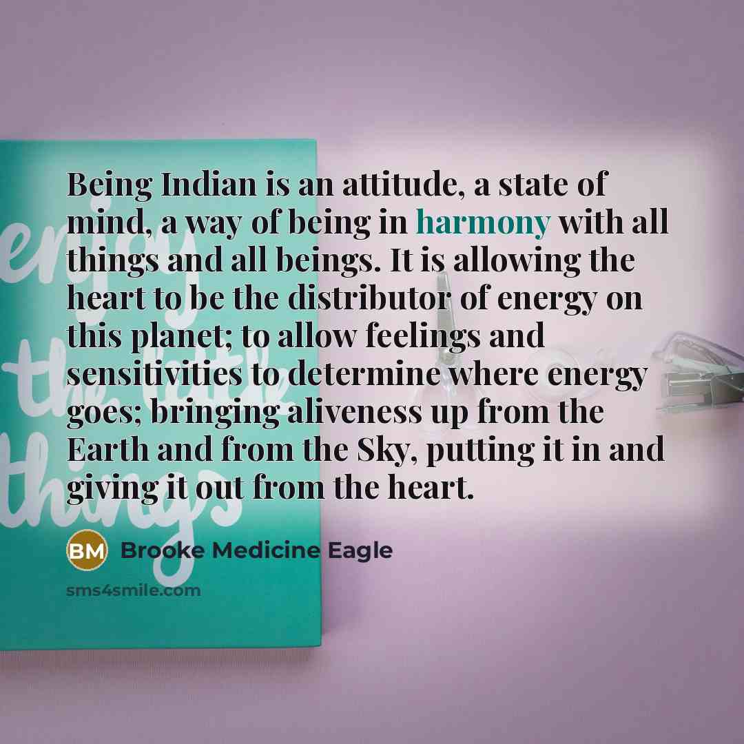 “Being Indian is an attitude, a state of mind, a…” quote by Brooke Medicine Eagle