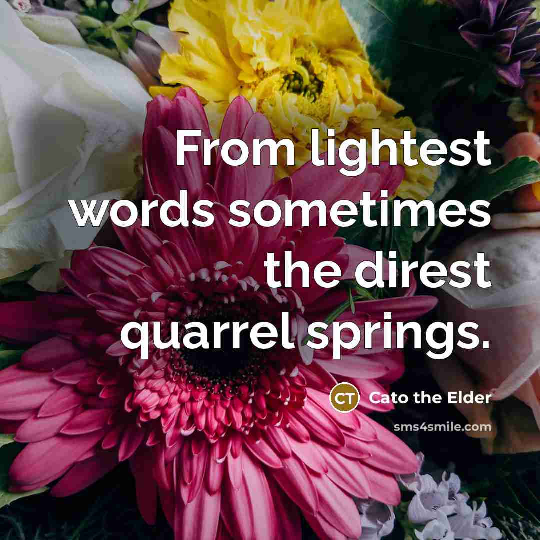 “From lightest words sometimes the direst quarrel springs.…” quote by Cato the Elder