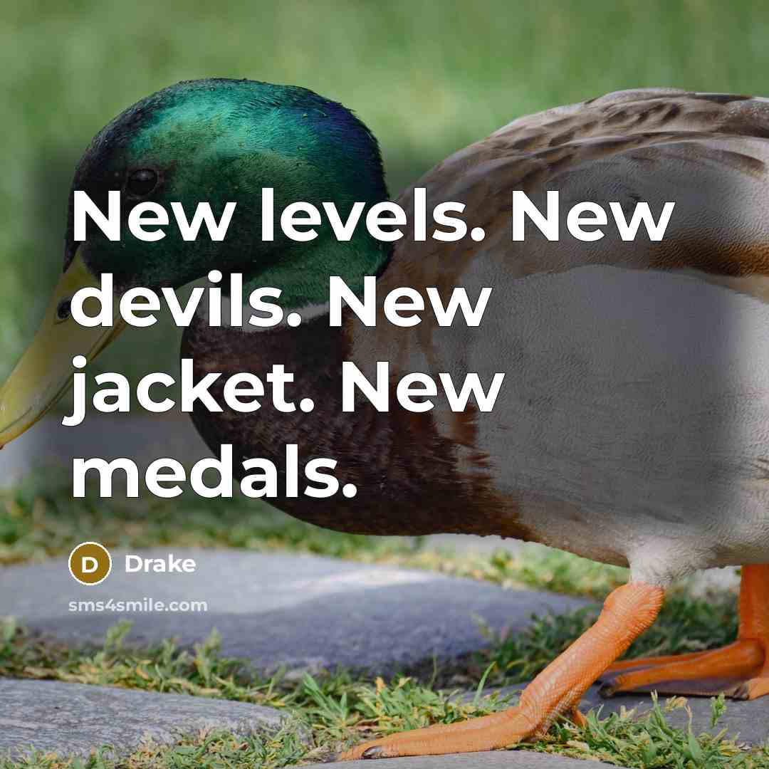 “New levels. New devils. New jacket. New medals.” quote by Drake