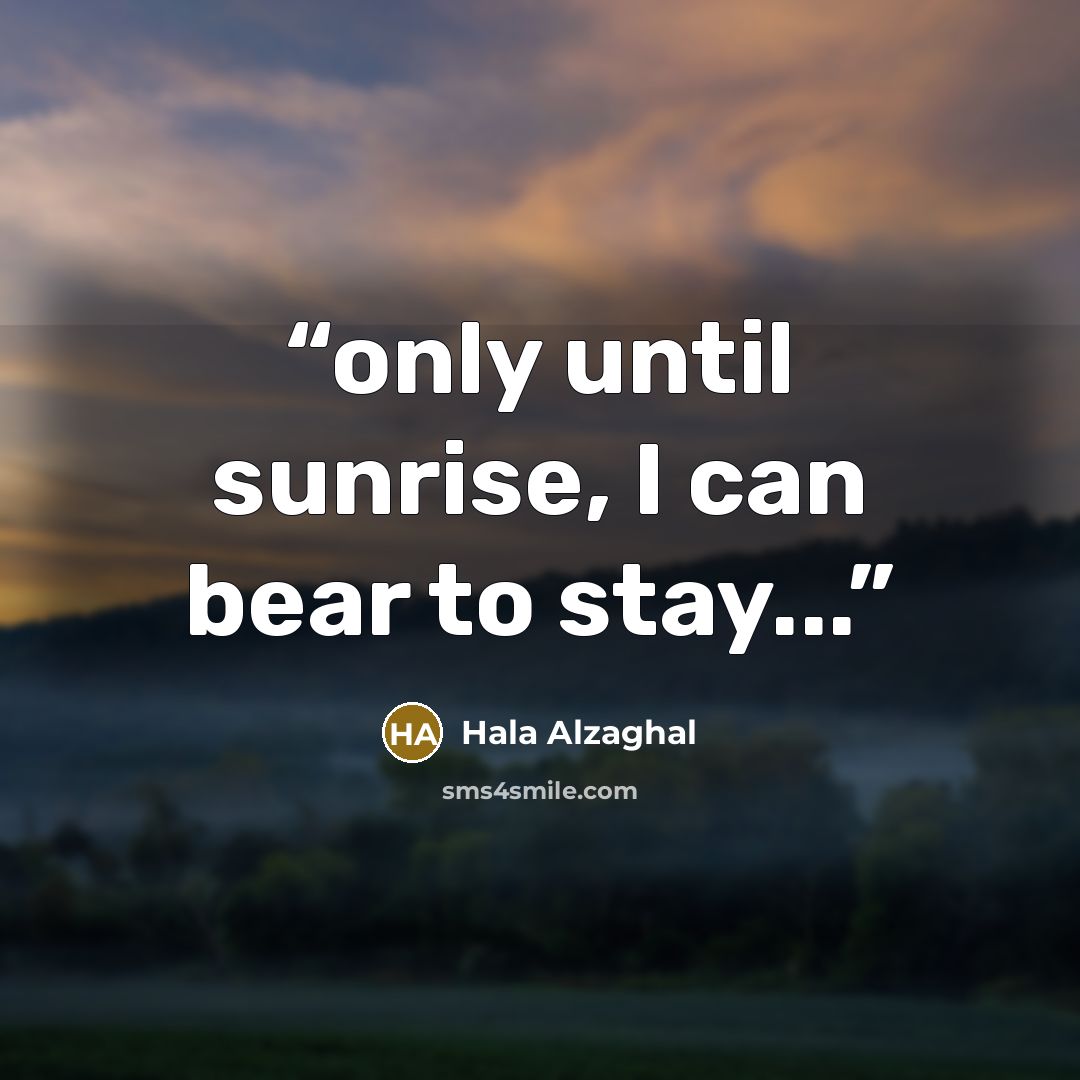 “only until sunrise, I can bear to stay...” quote by Hala Alzaghal