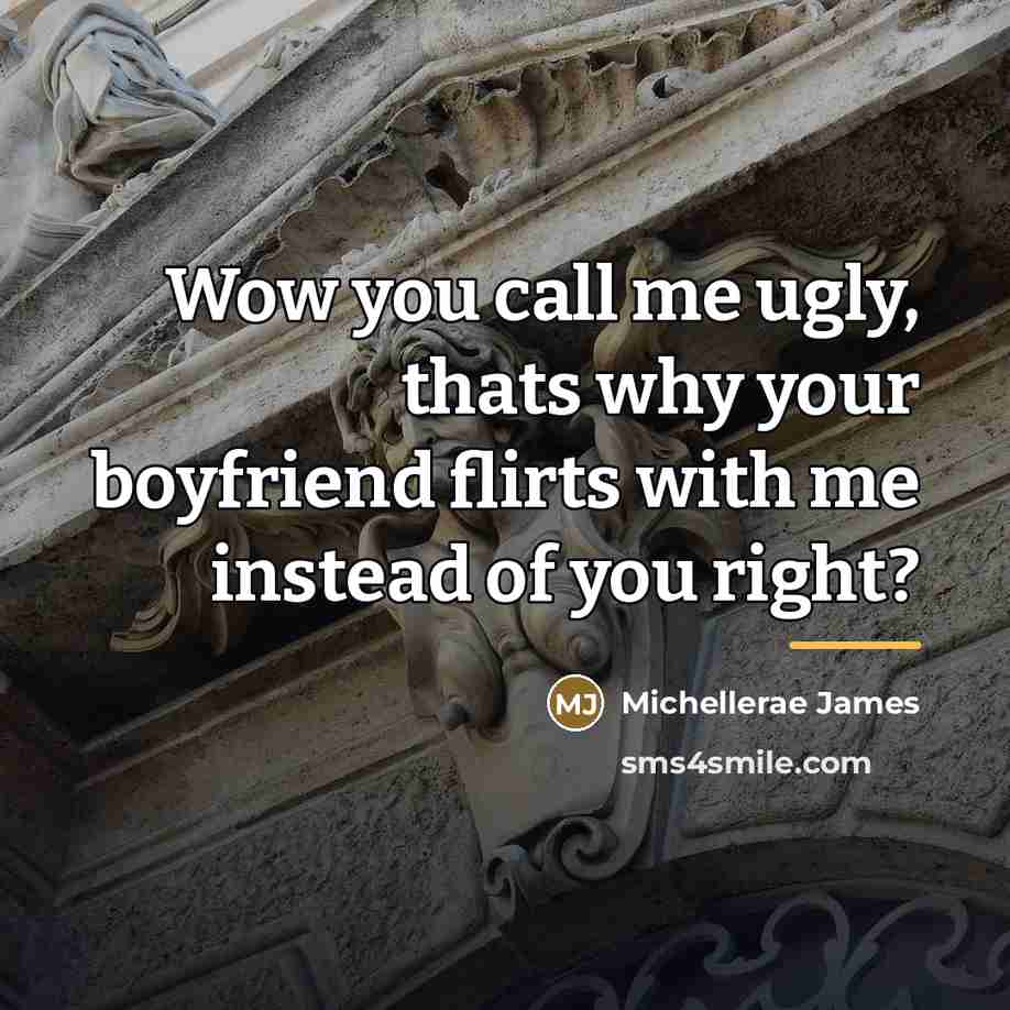 “Wow you call me ugly, thats why your boyfriend flirts…” quote by Michellerae James