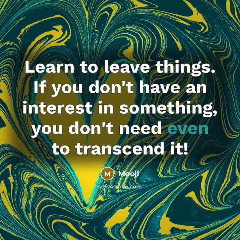“Learn to leave things. If you don't have an interest…” quote by Mooji