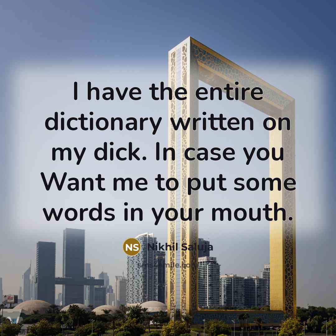 “I have the entire dictionary written on my dick. In…” quote by Nikhil Saluja