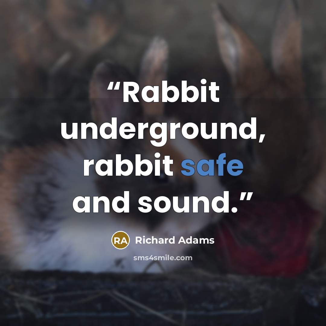 “Rabbit underground, rabbit safe and sound.” quote by Richard Adams