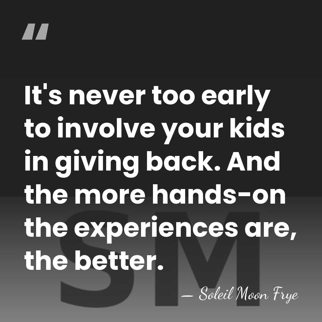 It's never too early to involve your kids in giving back. And&hellip; - Soleil Moon Frye