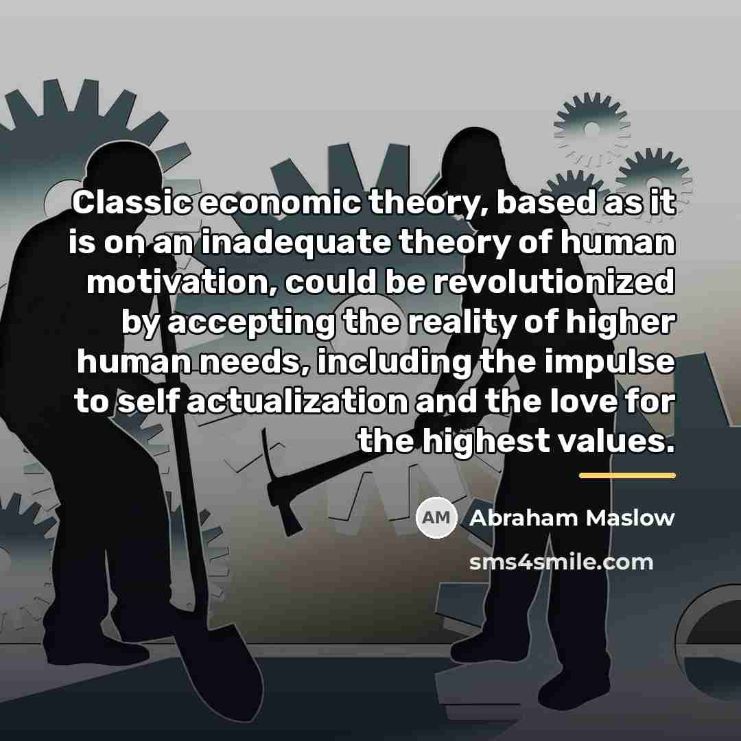 “Classic economic theory, based as it is on an inadequate…” quote by Abraham Maslow
