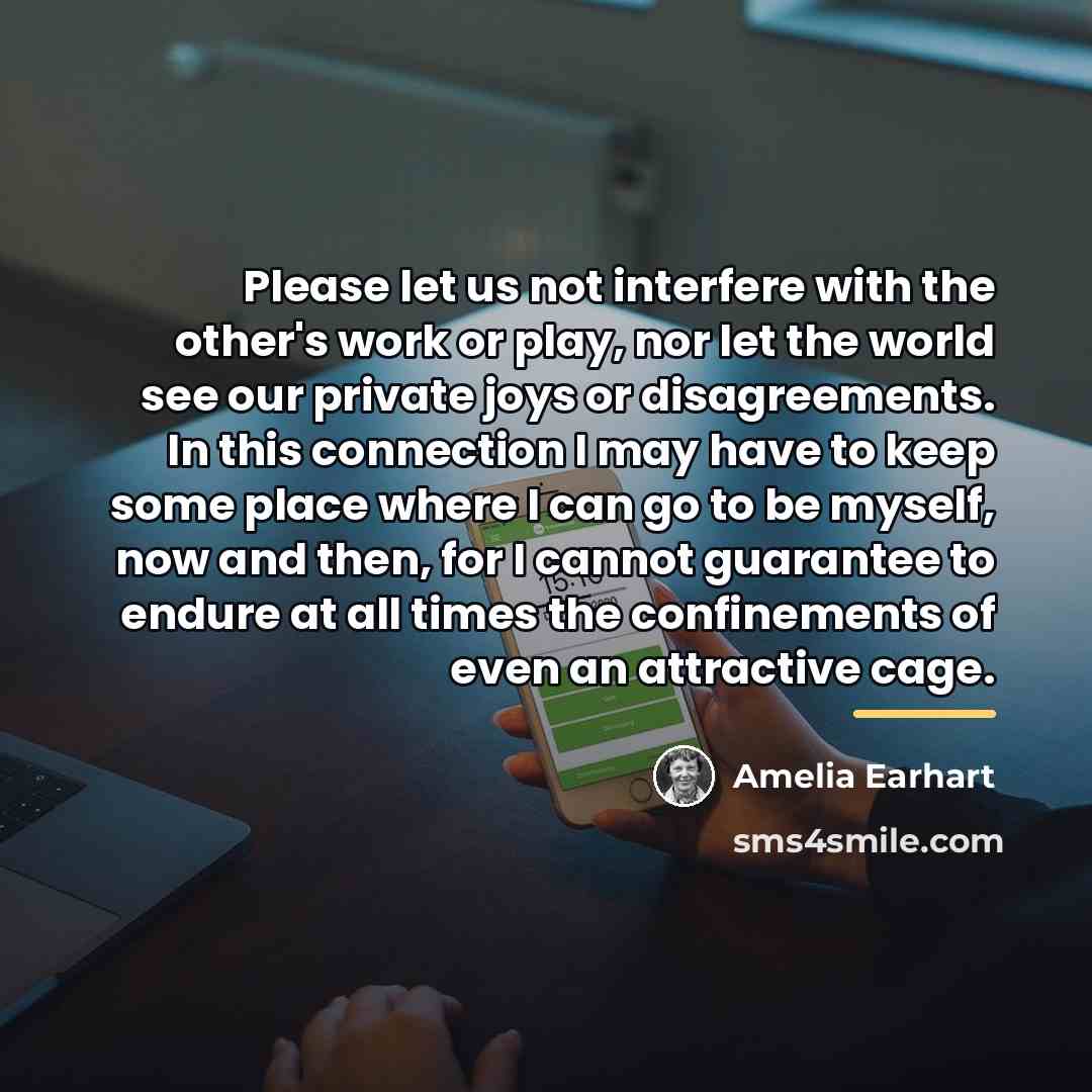 “Please let us not interfere with the other's work or…” quote by Amelia Earhart