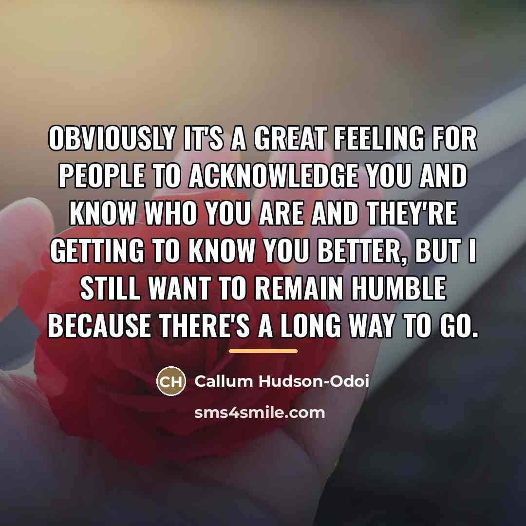 “Obviously it's a great feeling for people to acknowledge you…” quote by Callum Hudson-Odoi