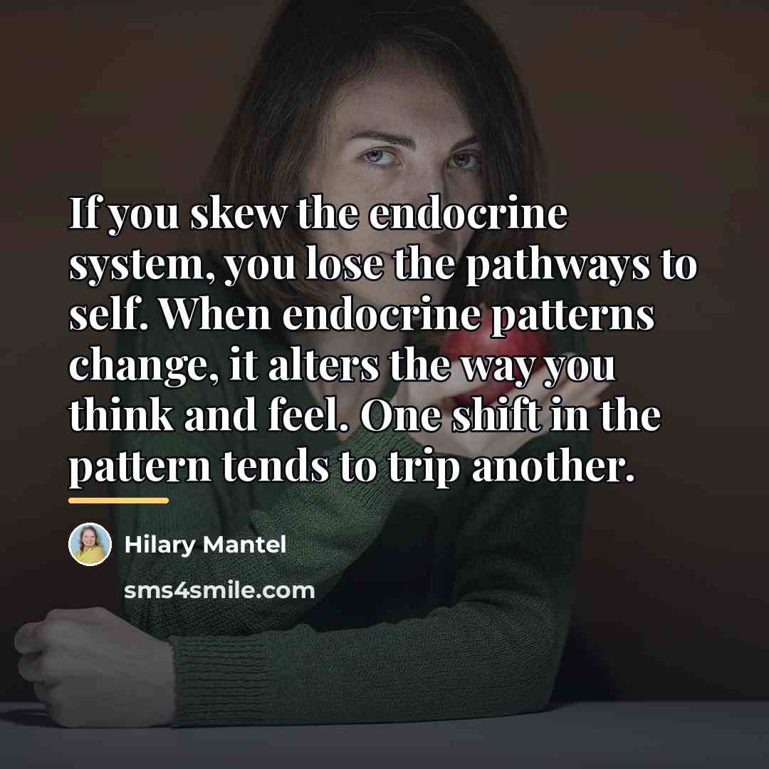 “If you skew the endocrine system, you lose the pathways…” quote by Hilary Mantel