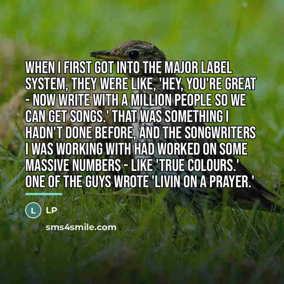 “When I first got into the major label system, they…” quote by LP