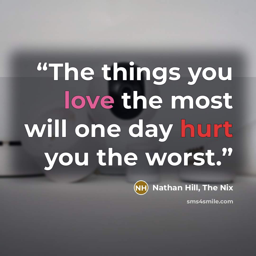 “The things you love the most will one day hurt you the worst.” quote by Nathan Hill, The Nix