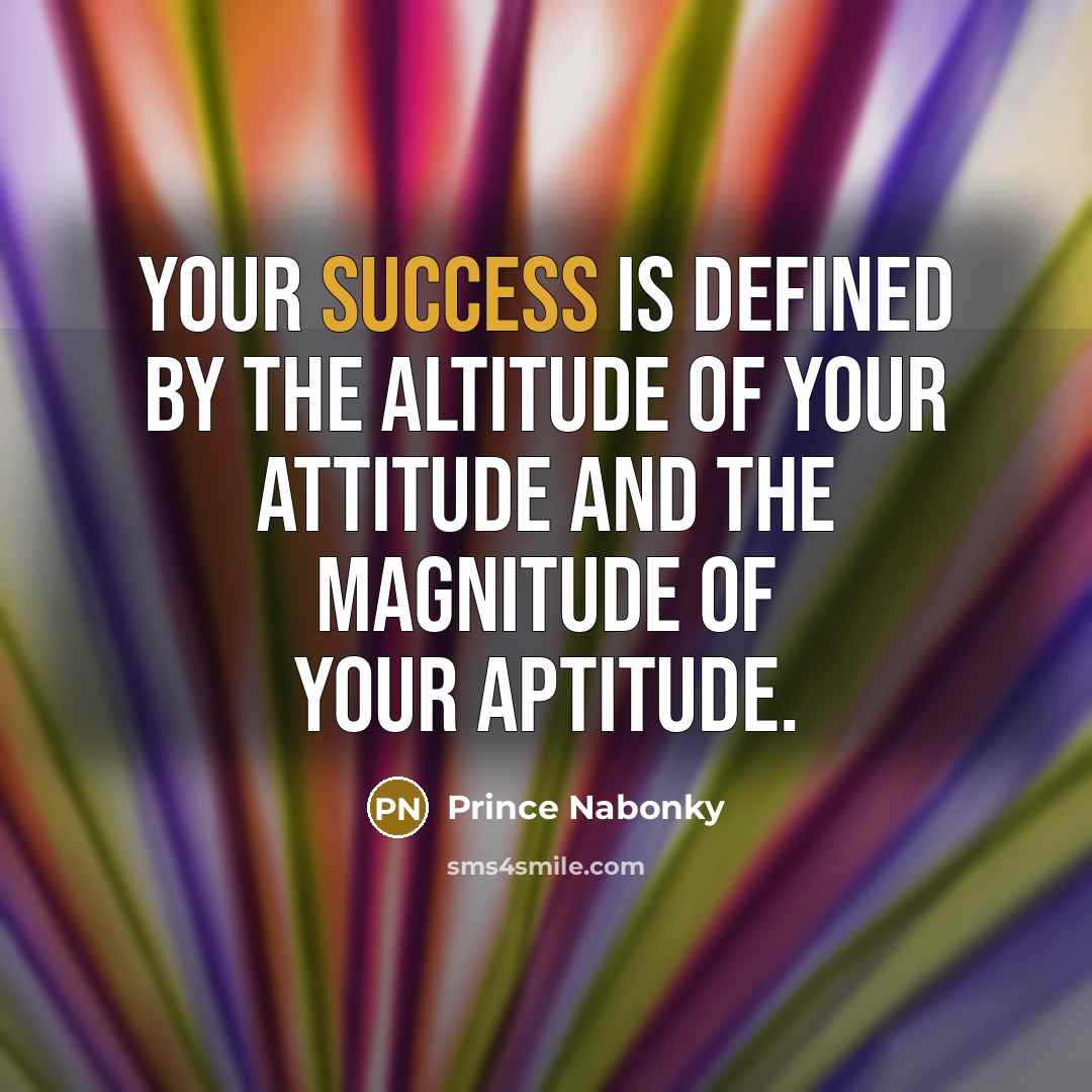 “Your success is defined by the altitude of your attitude and the magnitude of your aptitude.” quote by Prince Nabonky