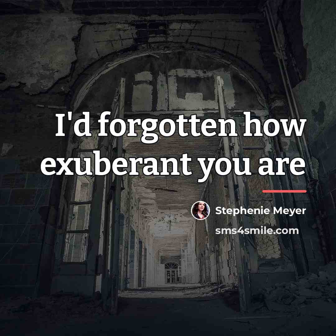 “I'd forgotten how exuberant you are…” quote by Stephenie Meyer